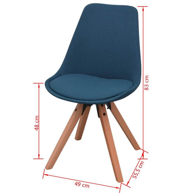 4-chaises-scandinave-bleu-canard-dimension