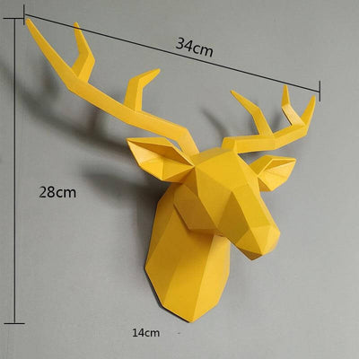 statue-cerf-origami-jaune