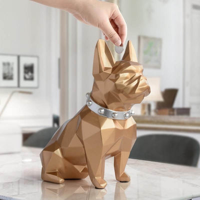 statue-chien-bouledogue-or