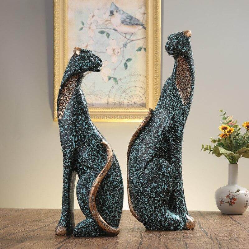 statue-jaguar-bleu